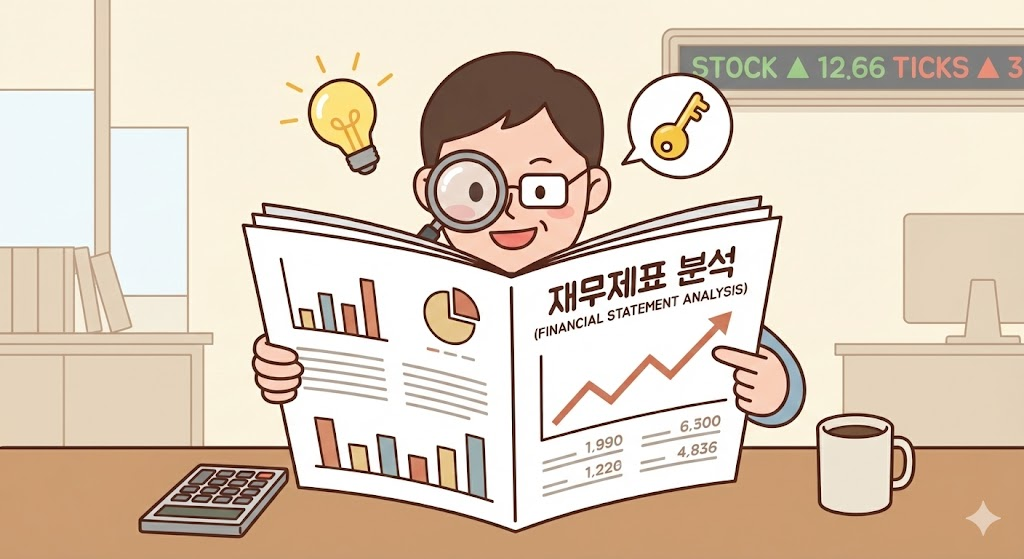 기업 분석 : 재무제표를 분석하며 기업의 가치를 찾는 투자자 일러스트