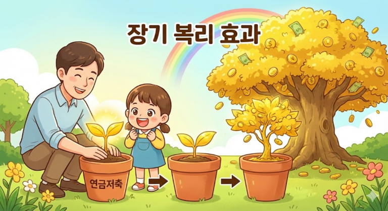 자녀 주식 계좌 : 연금저축계좌의 장기 복리 효과 일러스트