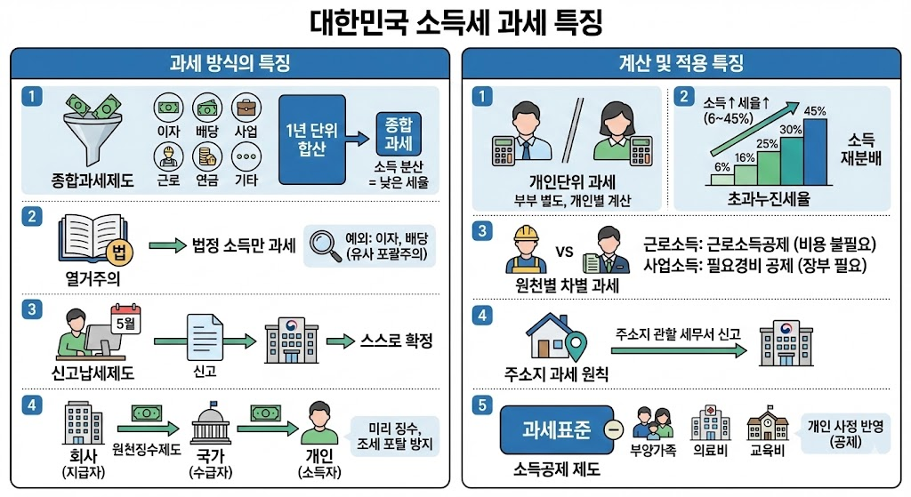 대한민국 소득세 과세 특징 인포그래픽